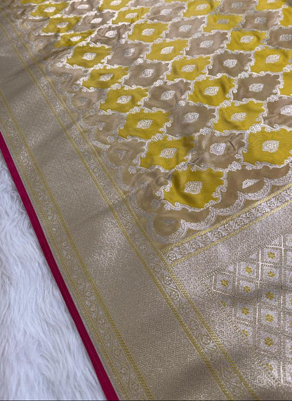 Yellow Rangkat Mashru Banarasi Saree