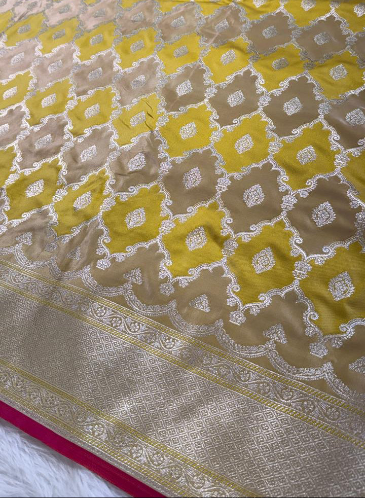 Yellow Rangkat Mashru Banarasi Saree