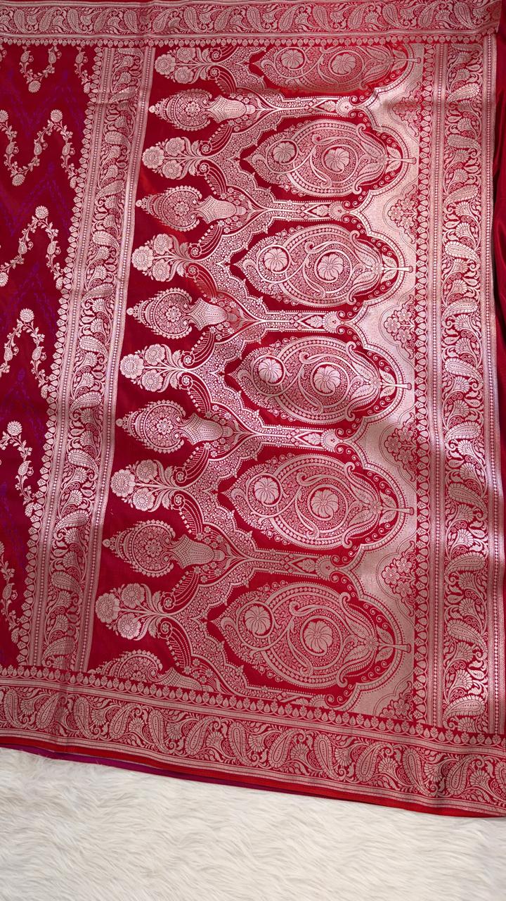 Maroon Mashru Banarasi Saree