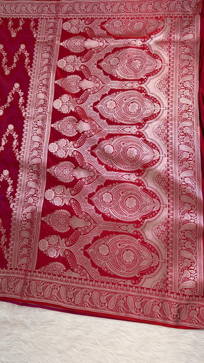 Maroon Mashru Banarasi Saree