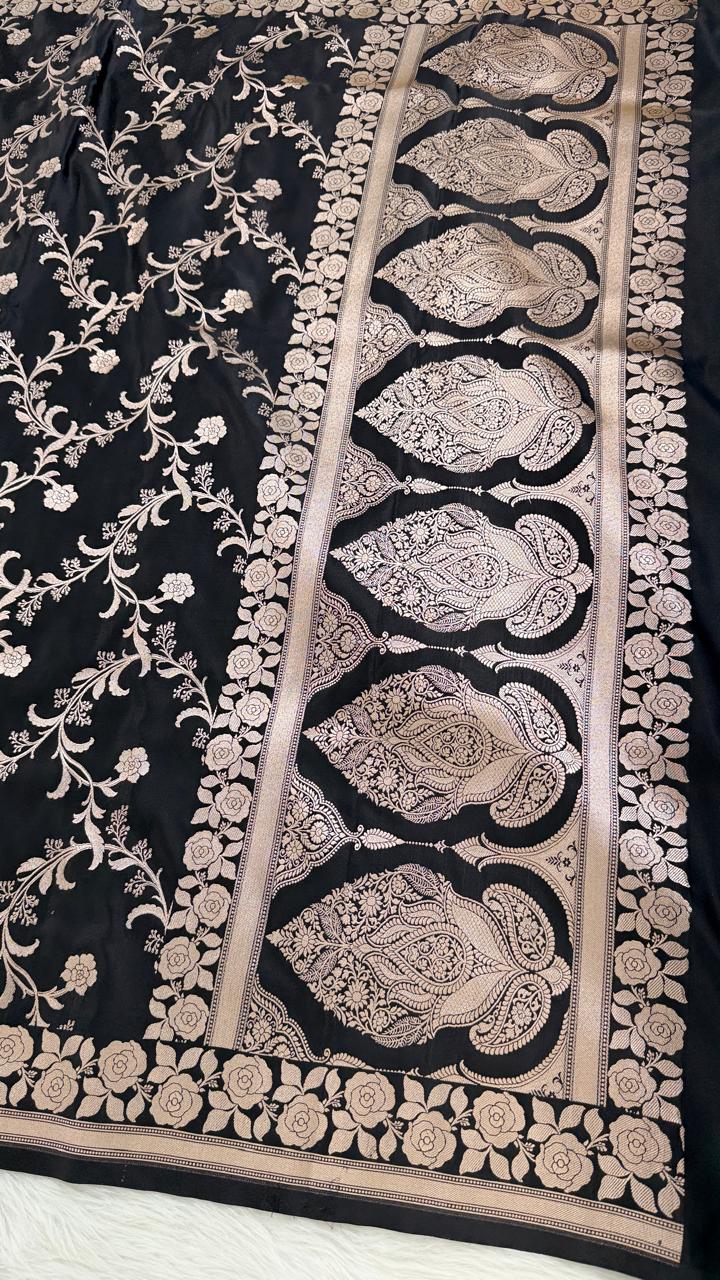Black Mashru Banarasi Saree