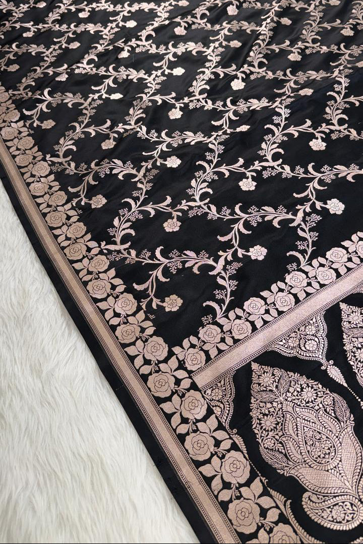 Black Mashru Banarasi Saree