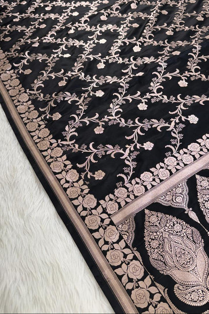 Black Mashru Banarasi Saree