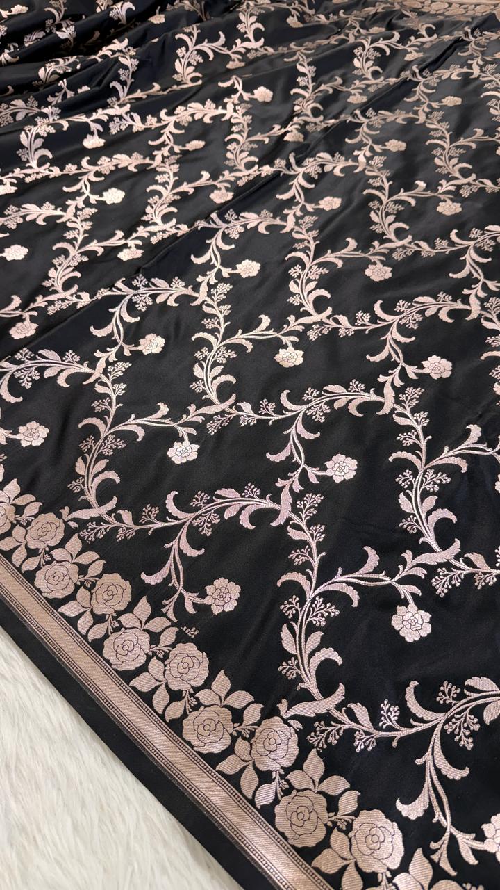 Black Mashru Banarasi Saree