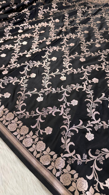 Black Mashru Banarasi Saree
