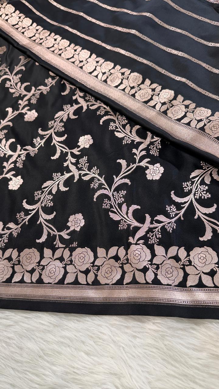 Black Mashru Banarasi Saree