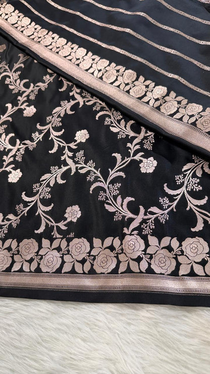 Black Mashru Banarasi Saree