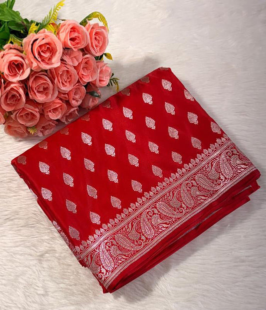 Red Banarasi Mashru silk Saree