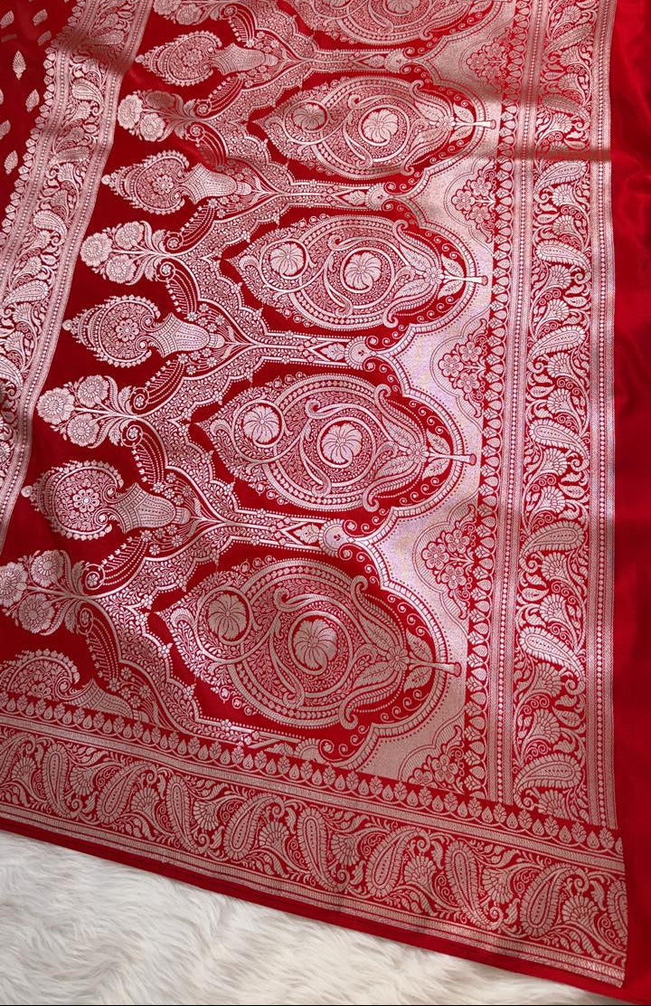 Red Banarasi Mashru silk Saree