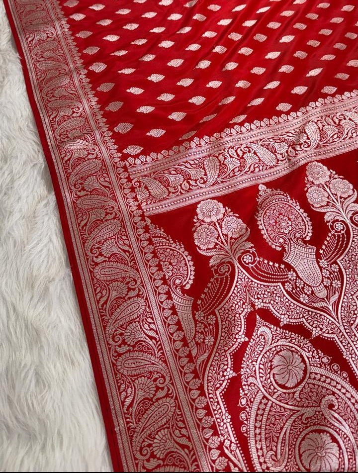 Red Banarasi Mashru silk Saree