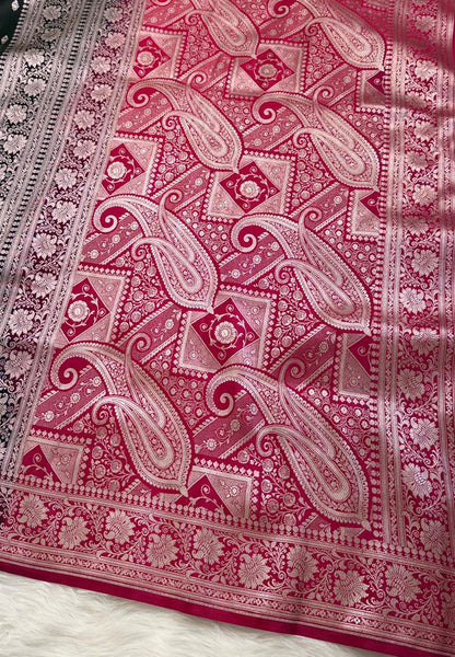 Black Banarasi Mashru Silk Saree