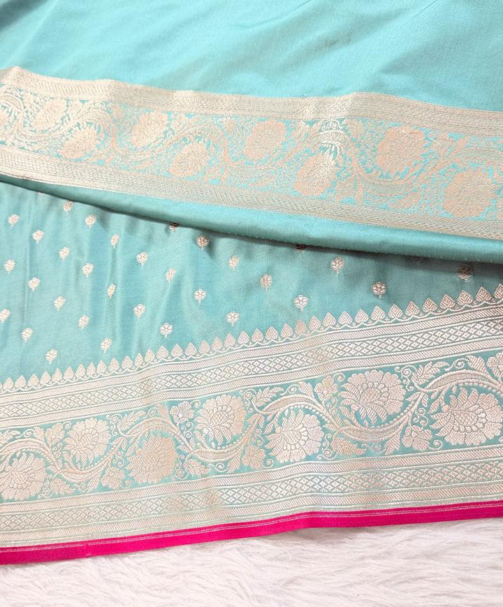Aqua Green Mashru Banarasi Saree