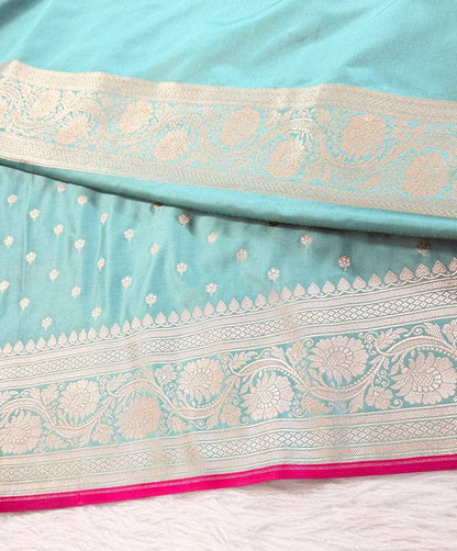 Aqua Green Mashru Banarasi Saree