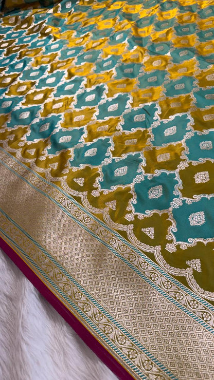 Green Rangkat Mashru Banarasi Saree