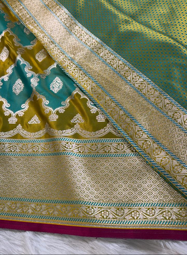 Green Rangkat Mashru Banarasi Saree
