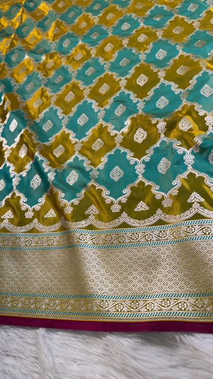 Green Rangkat Mashru Banarasi Saree
