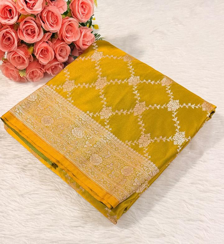 Mehendi Green Mashru Banarasi Saree