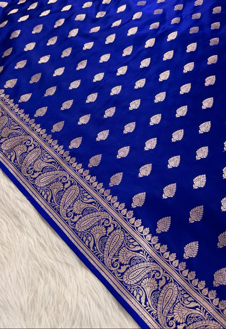 Royal Blue Mashru Banarasi Saree