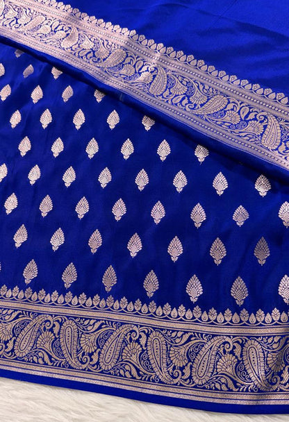 Royal Blue Mashru Banarasi Saree