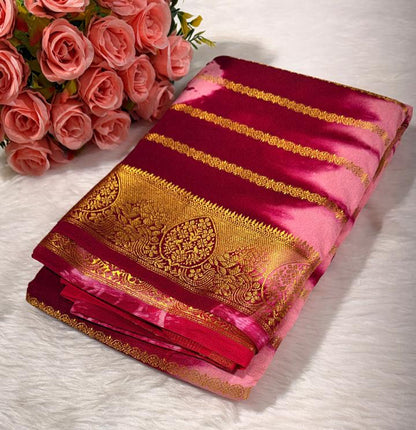 Pink banarasi silk saree