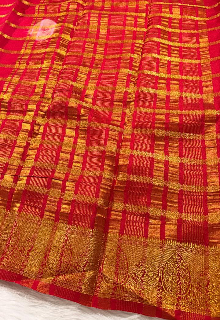 Pink Semisilk Banarasi Saree