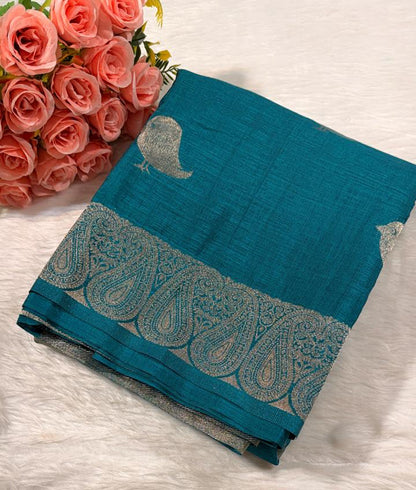 Green Semisilk Banarasi Saree