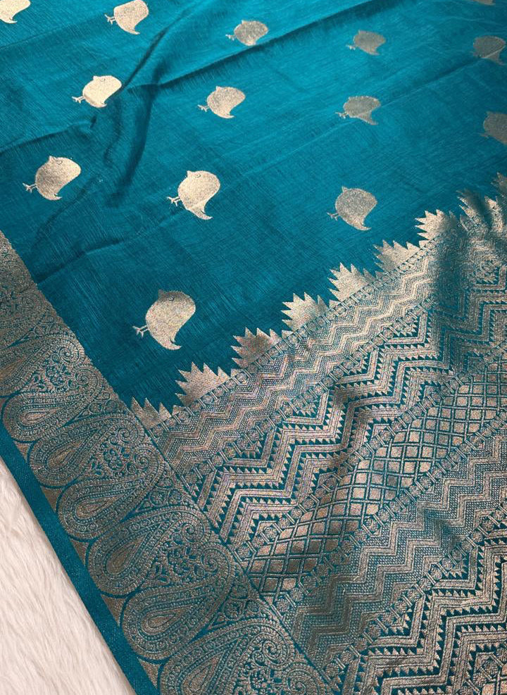 Green Semisilk Banarasi Saree