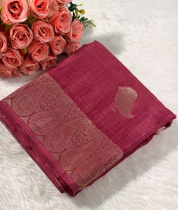 Dusty Rose Semisilk Banarasi Saree