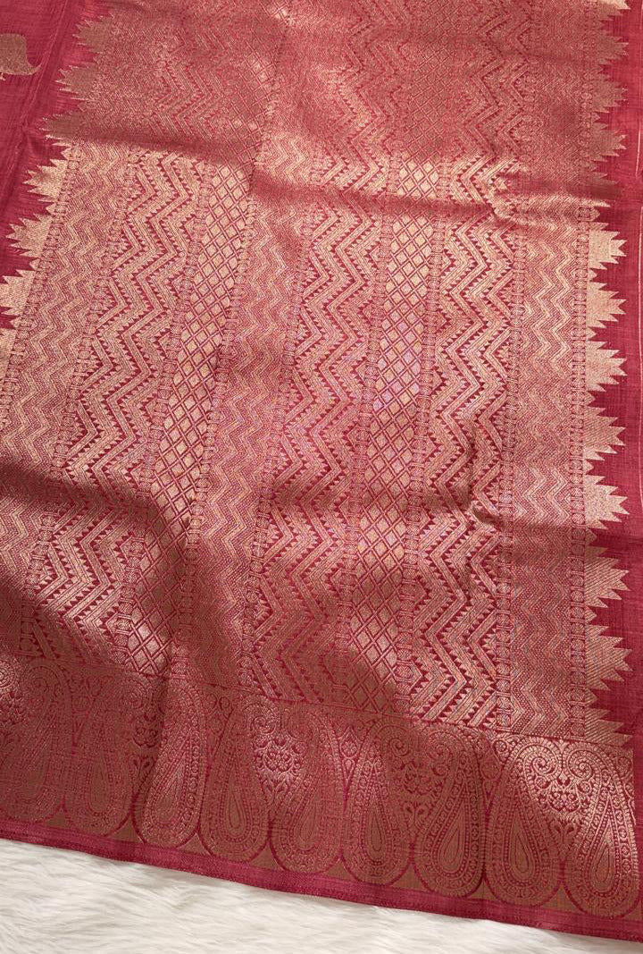 Dusty Rose Semisilk Banarasi Saree