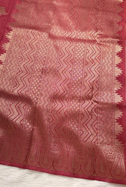 Dusty Rose Semisilk Banarasi Saree