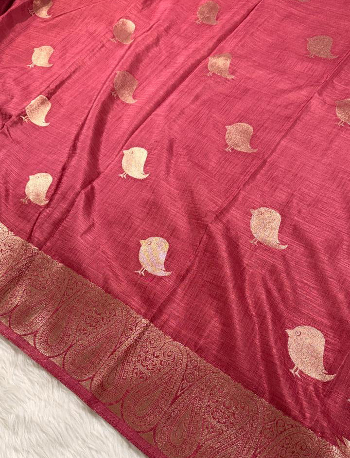 Dusty Rose Semisilk Banarasi Saree