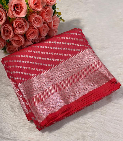 Pink banarasi saree