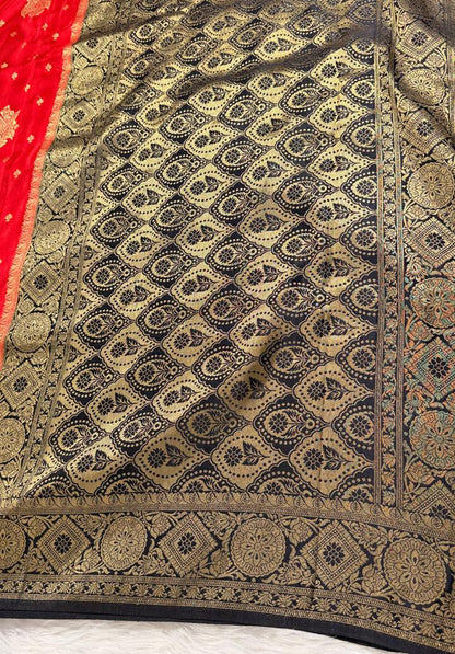 Sindoor Red Satin Banarasi Saree