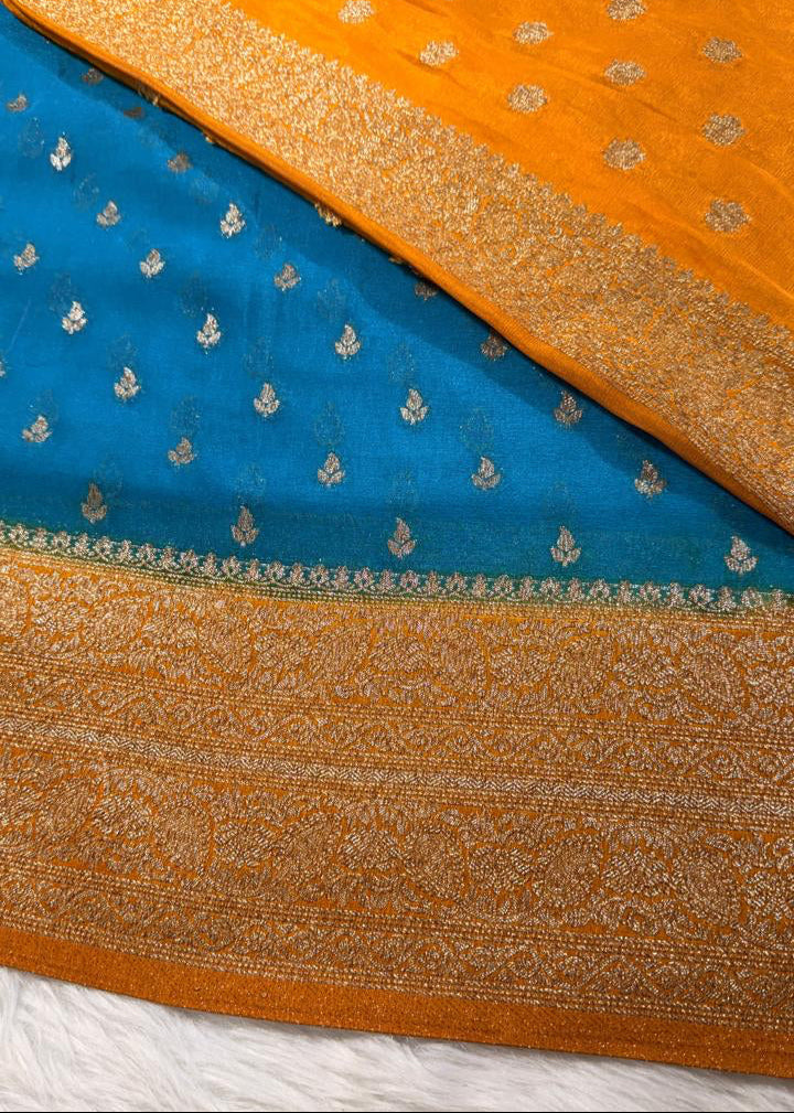 Blue Georgette Banarasi Saree