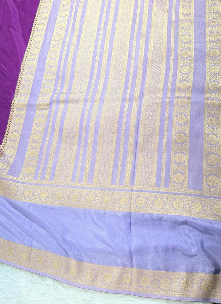 Purple Semisilk Banarasi Saree