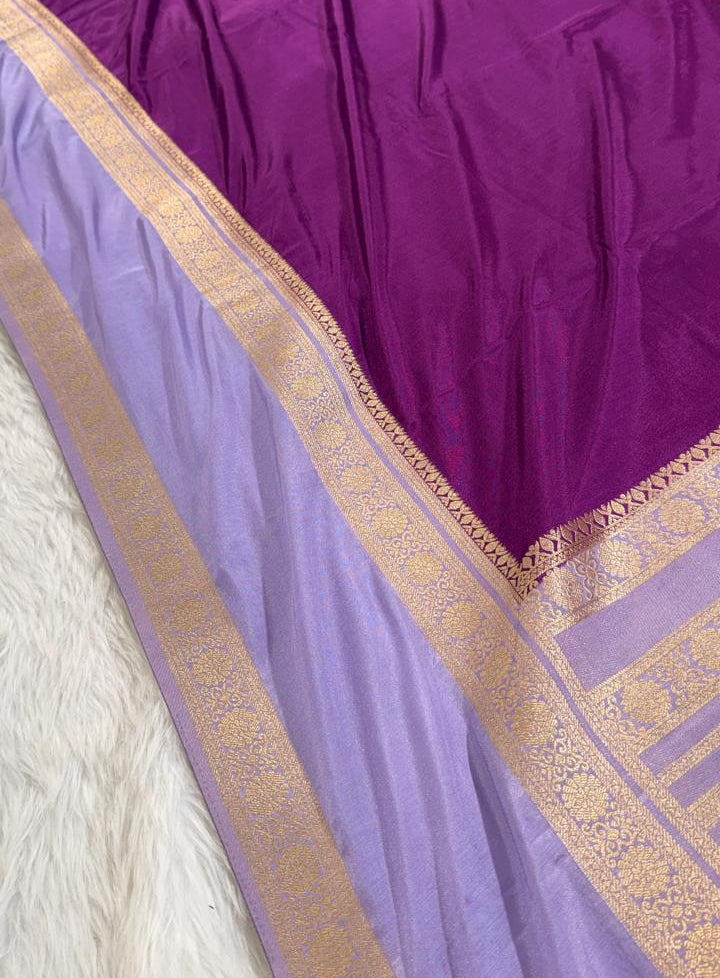Purple Semisilk Banarasi Saree