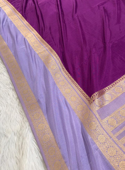 Purple Semisilk Banarasi Saree