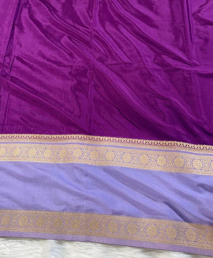Purple Semisilk Banarasi Saree