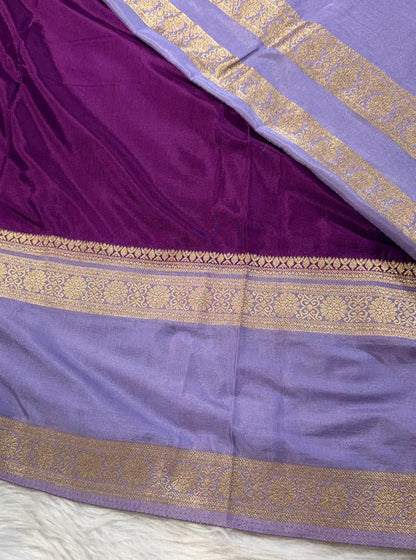 Purple Semisilk Banarasi Saree