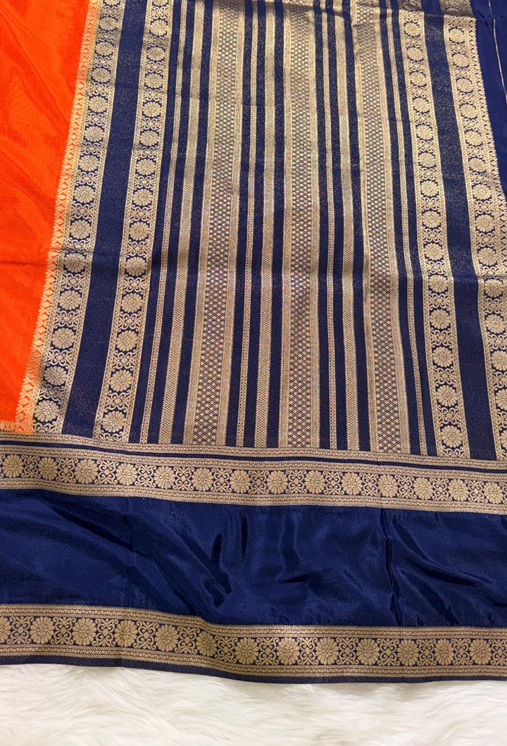 Orange Semisilk Banarasi Saree