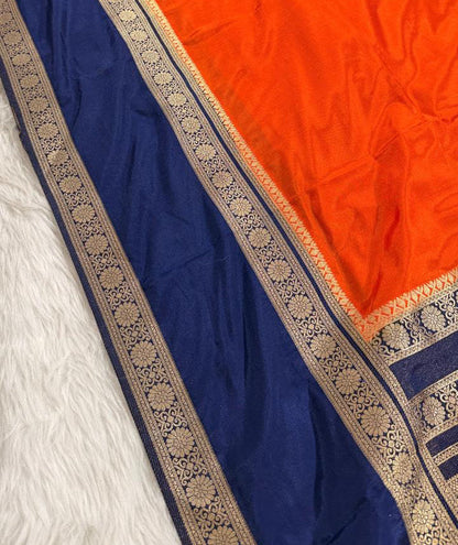 Orange Semisilk Banarasi Saree