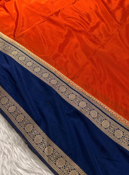 Orange Semisilk Banarasi Saree