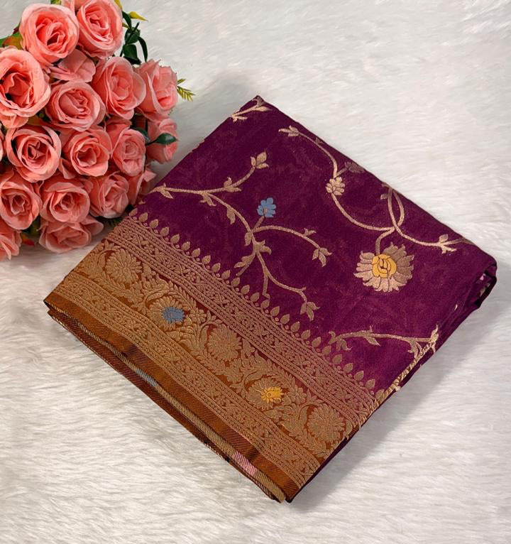 Maroon Georgette Banarasi Saree