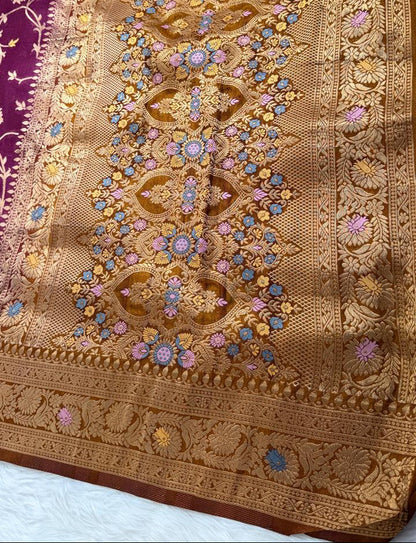 Maroon Georgette Banarasi Saree