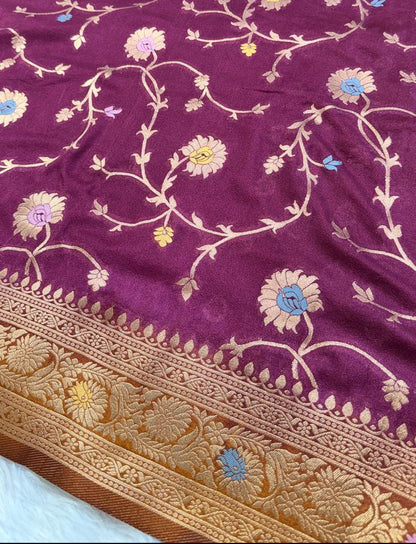 Maroon Georgette Banarasi Saree