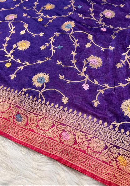 Purple Georgette Banarasi Saree