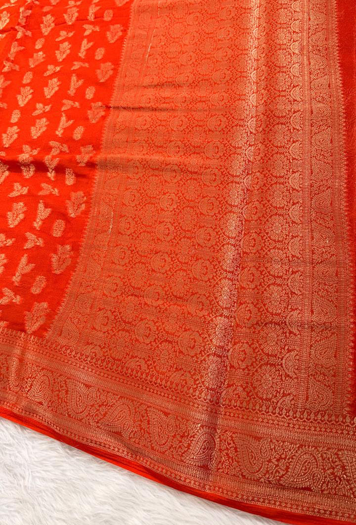 Orange Georgette Banarasi Saree
