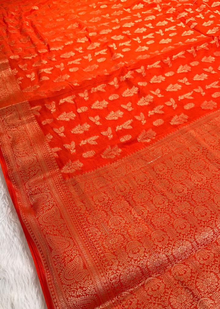Orange Georgette Banarasi Saree