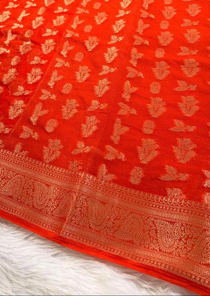 Orange Georgette Banarasi Saree