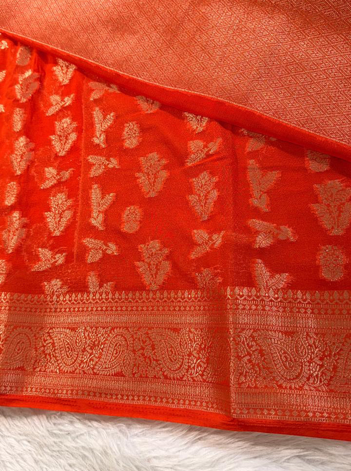 Orange Georgette Banarasi Saree